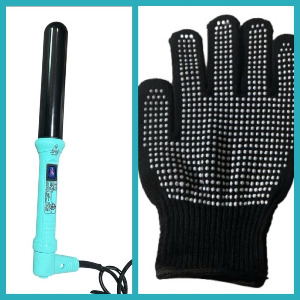 Nutika Tourmaline Ceramic 1” Curling Wand Xtra Long Swivel Cord & Heat Glove
